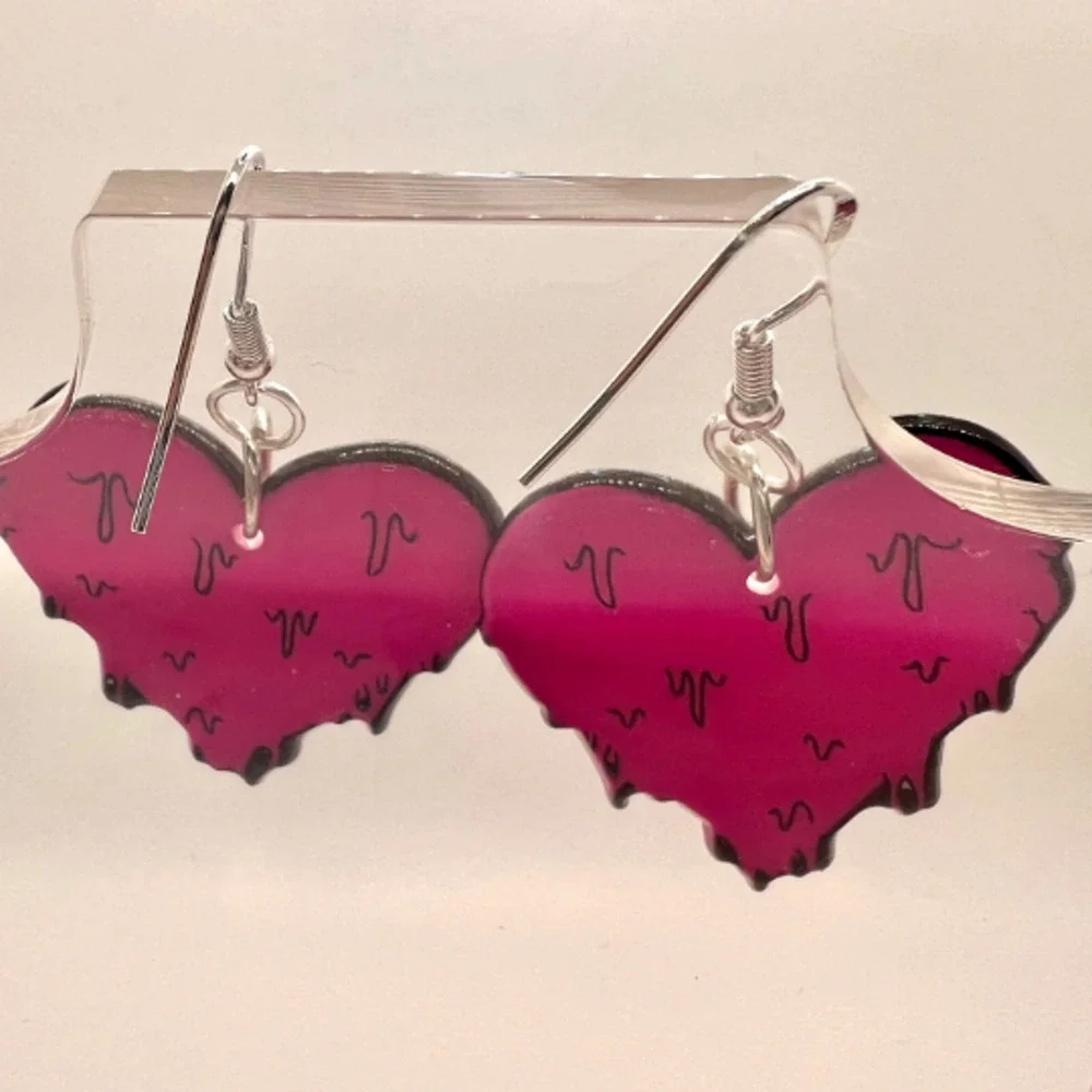 Melting Heart Earrings - Valentines Day Earrings - Liquid Earring - Love Earring